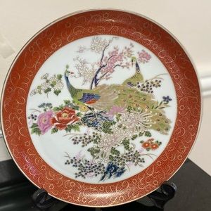 Mid Century Satsuma Japan Peacock plate